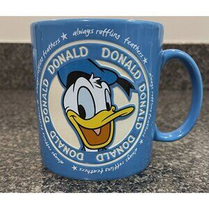Donald Duck Always Ruffling Feathers Large Mug Disney Parks Blue Raised Design